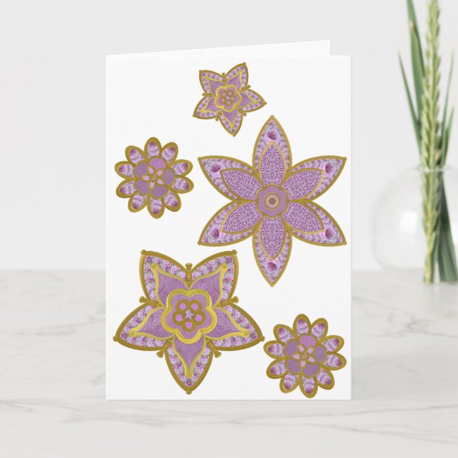 Foxglove e Cartão Botânico Dourado (Frente)