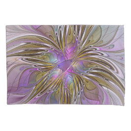 Fractal Abstrato Colorida Floral, Rosa E Dourada