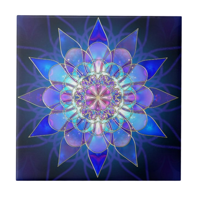 Fractal azul da mandala da flor (Frente)