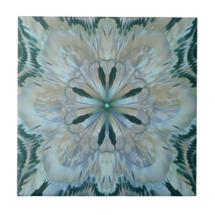 Fractal Azul Flor Azul De Prata abstrato Teal