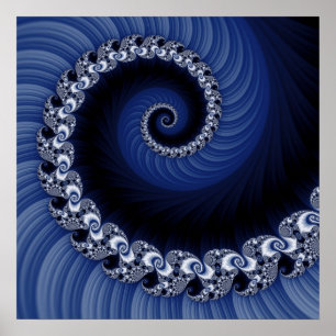 Fractal Blue Spiral Poster