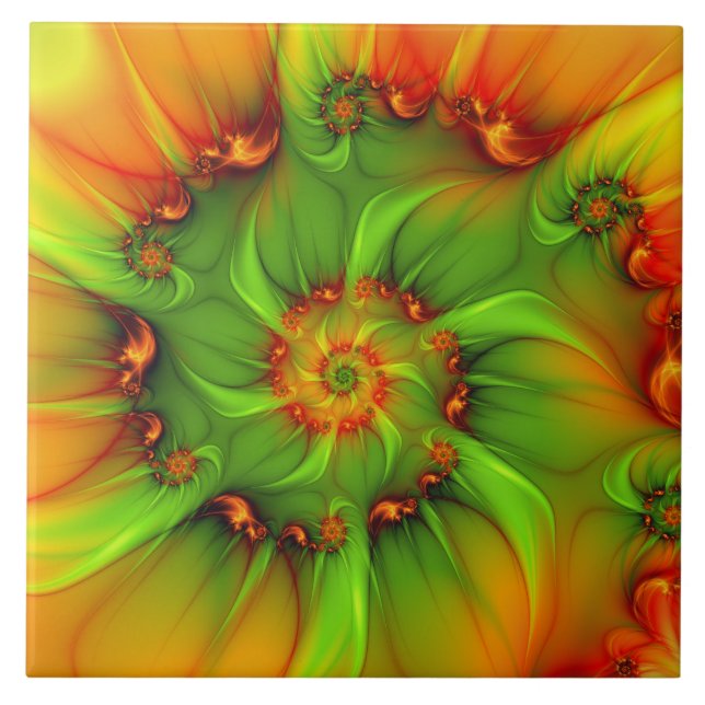 Fractal cor-de-laranja verde de Verão quente (Frente)