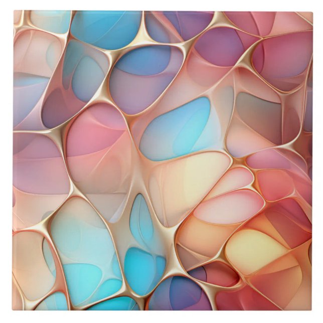 Fractal Dourado Voronoi com Tinta Arco-Íris (The complete printed tile design. Tiles sold individually.)
