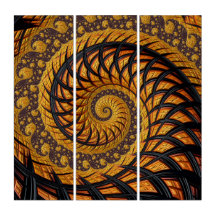 Fractal Espiral abstrato preto e Dourado