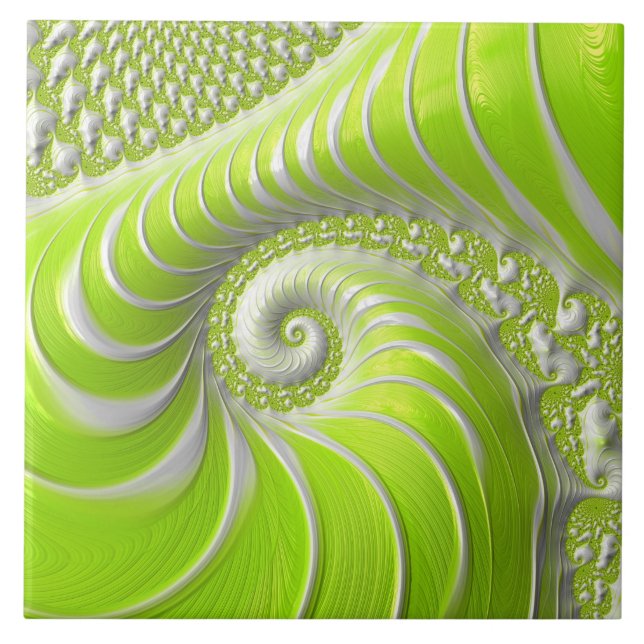 Fractal espiral do Verde limão moderno abstrato (Frente)