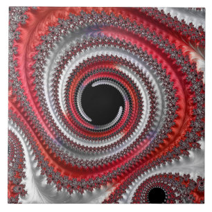 Fractal Espiral Gradiente abstrato Vermelho e Pret