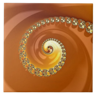 Fractal Espiral Gradiente Laranja Dourado abstrato