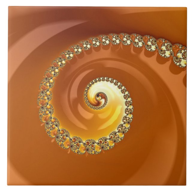 Fractal Espiral Gradiente Laranja Dourado abstrato (Frente)