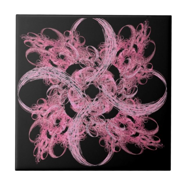 Fractal espiral no rosa & no preto (Frente)