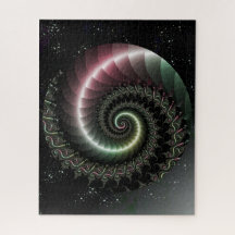 Fractal espiral num quebra-cabeça estrelado