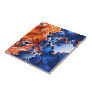 Fractal Floral Laranja e Azul