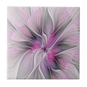 Fractal Fractal Moderna Abstrato com Cinza Rosa Fl