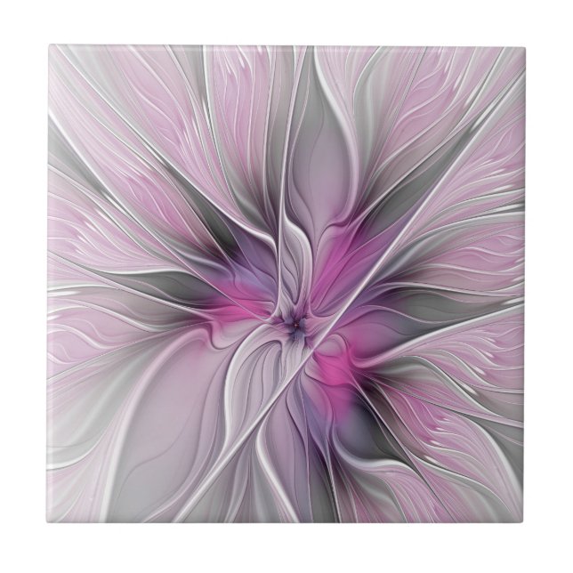 Fractal Fractal Moderna Abstrato com Cinza Rosa Fl (Frente)