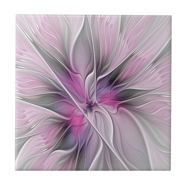 Fractal Fractal Moderna Abstrato com Cinza Rosa Fl (Frente)