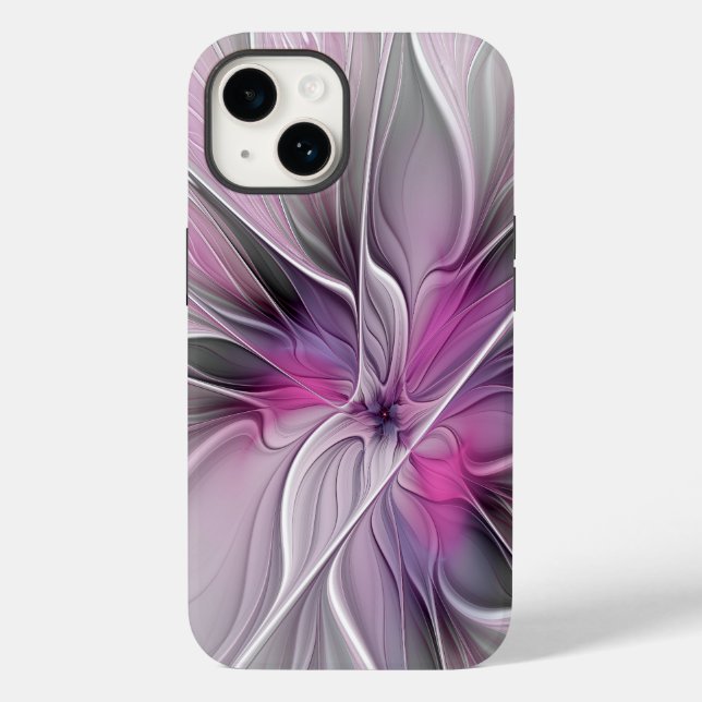 Fractal Fractal Moderna Abstrato com Cinza Rosa Fl (Verso)