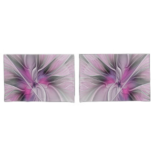 Fractal Fractal Moderna Abstrato com Cinza Rosa Fl