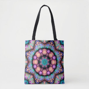 Fractal Mandala Floral Psicodélico Tote Bag
