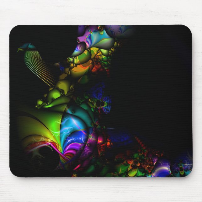 Fractal Mousepad do arco-íris do pássaro (Frente)