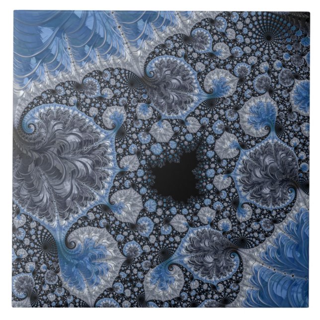 Fractal Preto Azul Abstrato (Frente)