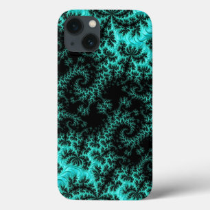 Fractal Simétrico do Teal Preto abstrato