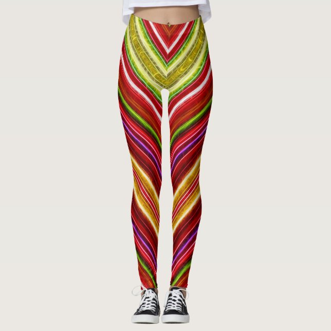 Fractalius Chevron em Leggings Reds (Frente)