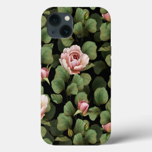 Frágeis rosas. Padrão floral a preto