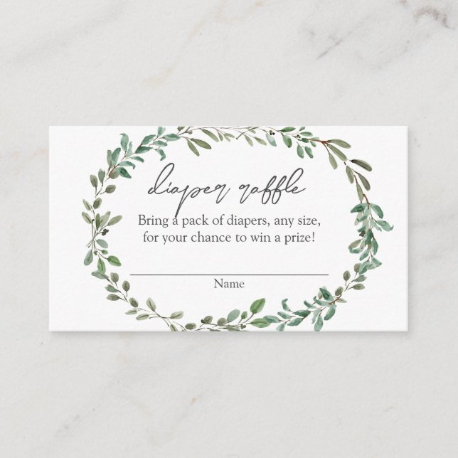 Fralda Boêmia Chá de fraldas Verde Raffle Inserção (Frente)