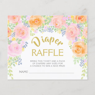 Fralda chá de fraldas Raffle Rosas Rosa Convidar I