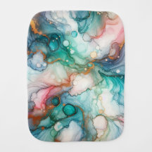 Abstract in Pink, Teal, Blue, and Gold