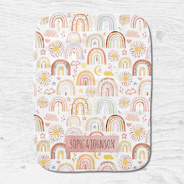 Fralda De Boca Abstrato dos arco-íris e flores margaridas colorid