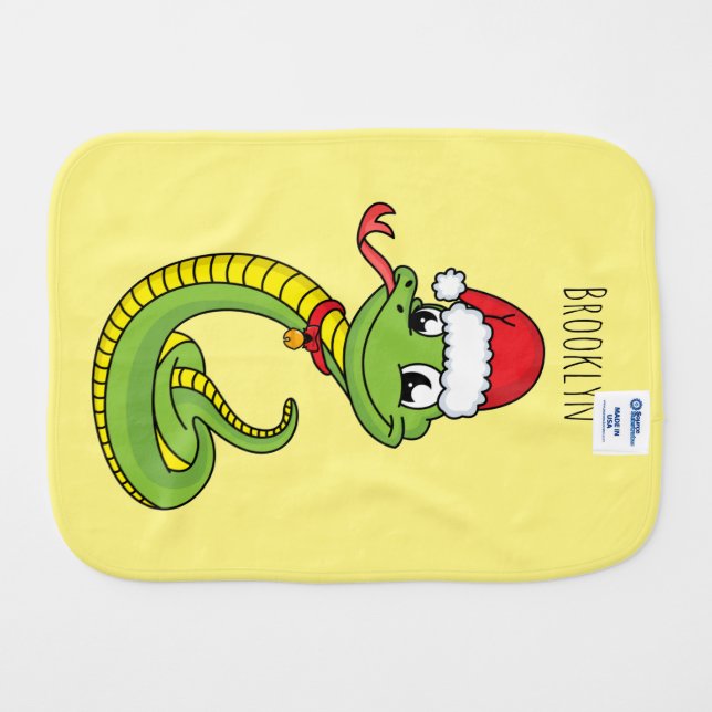 Etiqueta De Nome Cobra verde-giro com desenho animado de chapéu de