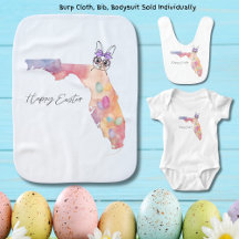 Happy Easter Florida State Pastel Eggs and Bunny