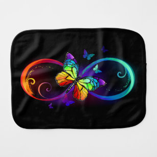 Fralda De Boca Infinidade vibrante com borboleta arco-íris a pret