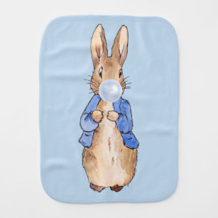 Fralda De Boca Peter o Rabbit soprando uma pastilha azul