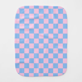 Fralda De Boca Pink Blue Checkerboard Baby Shower Mod 