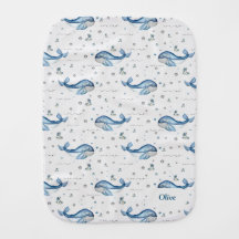 Terreno do Tema da Baleia Oceânica Nome Burp Cloth