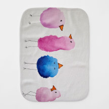 Toalha de Bebê com Pássaros Pintados à Mão