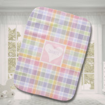 Toalha de Bebê Personalizada Xadrez Madras Pastel