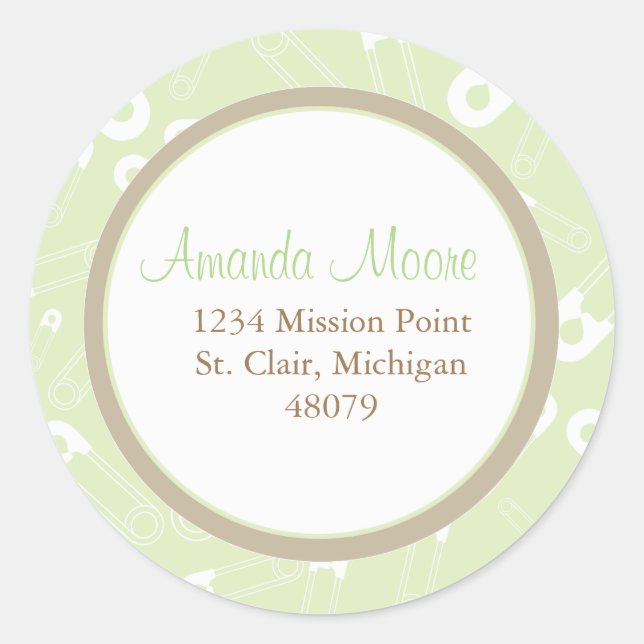 Fralda Pinos Favor Adesivo ou etiqueta de endereço (Frente)