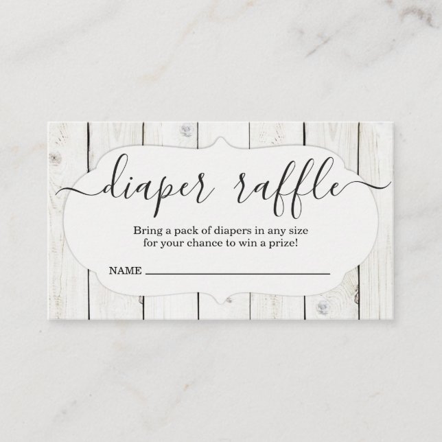 Fralda Raffle Inserção para Convite para Chá de fr (Frente)