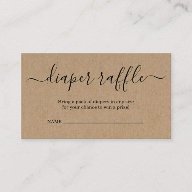 Fralda Raffle Inserção para Convite para Chá de fr (Frente)