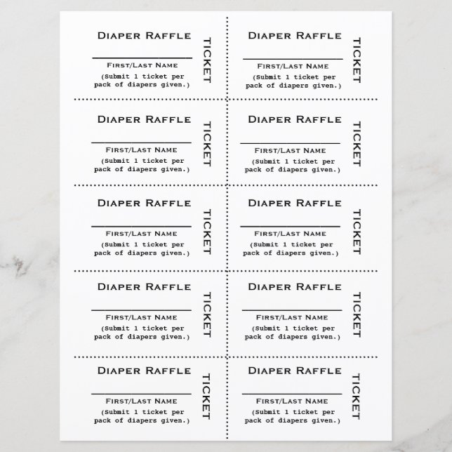 Fralda Raffle Tickets Simples (Frente)