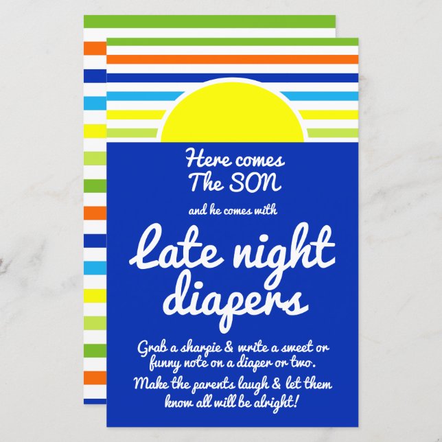 Fraldas noturnas chegam o Chá de fraldas do filho (Frente/Verso)