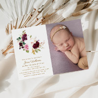 framboesa e borla Foto do batismo Convite