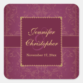 Framboesa escura e adesivo de casamento personaliz