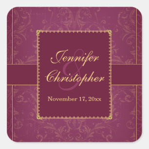 Framboesa escura & etiqueta wedding personalizada