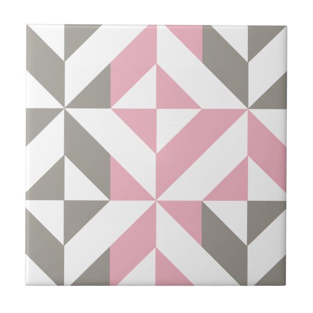 Framboesa rosa e ZigZag geométrica prateada (Frente)