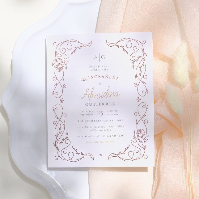 Frame Elegante Quinceañera, Rosa de Orçamento Foto (Criador carregado)