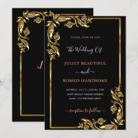 Frame Floral do Ouro de Convite Dourado Preto
