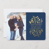 Frame floral Feliz cartão com fotos de Natal